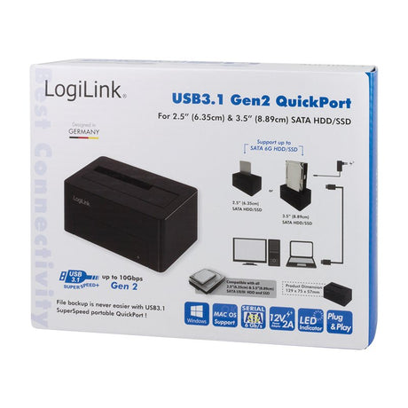 EAN 4052792046205 - LogiLink QP0027 base de conexión para disco duro USB 3.2 Gen 2 (3.1 Gen 2) Type-C Negro imagen 2