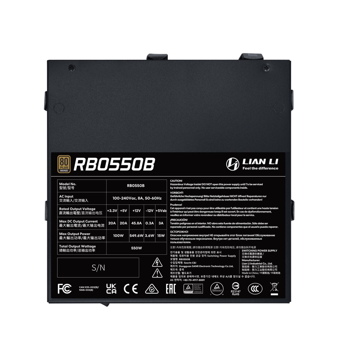 Lian Li Rb0550b.B Fuente De Alimentación 550 W 24-Pin Atx Atx Negro