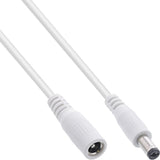 Cable De Extensión De Cc Inline, Enchufe De Cc Macho/Hembra De 5,5 X 2,5 Mm, Awg 18, Blanco, 3 M