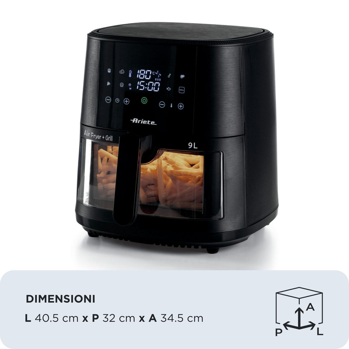 EAN 8003705122314 - Ariete 4630/00 Sencillo 9 L Independiente 1500 W Freidora de aire caliente Negro imagen 7