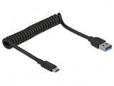 Delock Cable Usb 3.1 Gen 2 Espiral Enchufe Usb-A> Usb-C 1.20m Negro