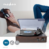 Nedis Tocadiscos 33  45  78 Rpm  18 W Conversión A Mp3  Abs  Mdf  Marrón