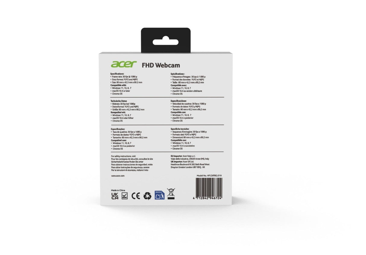 EAN 4712842946724 - Acer HP.EXPBG.019 cámara web 2 MP 1920 x 1080 Pixeles USB Negro imagen 11