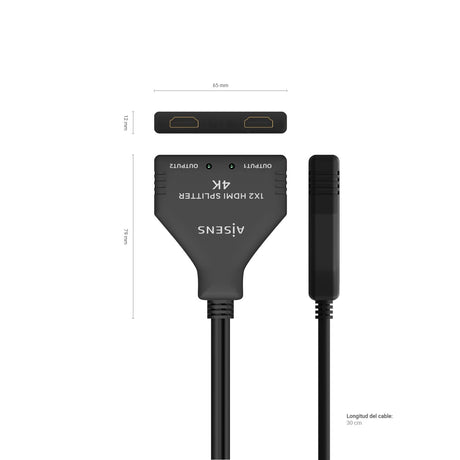 EAN 8436574707663 - AISENS A123-0654 divisor de video 2x HDMI imagen 4