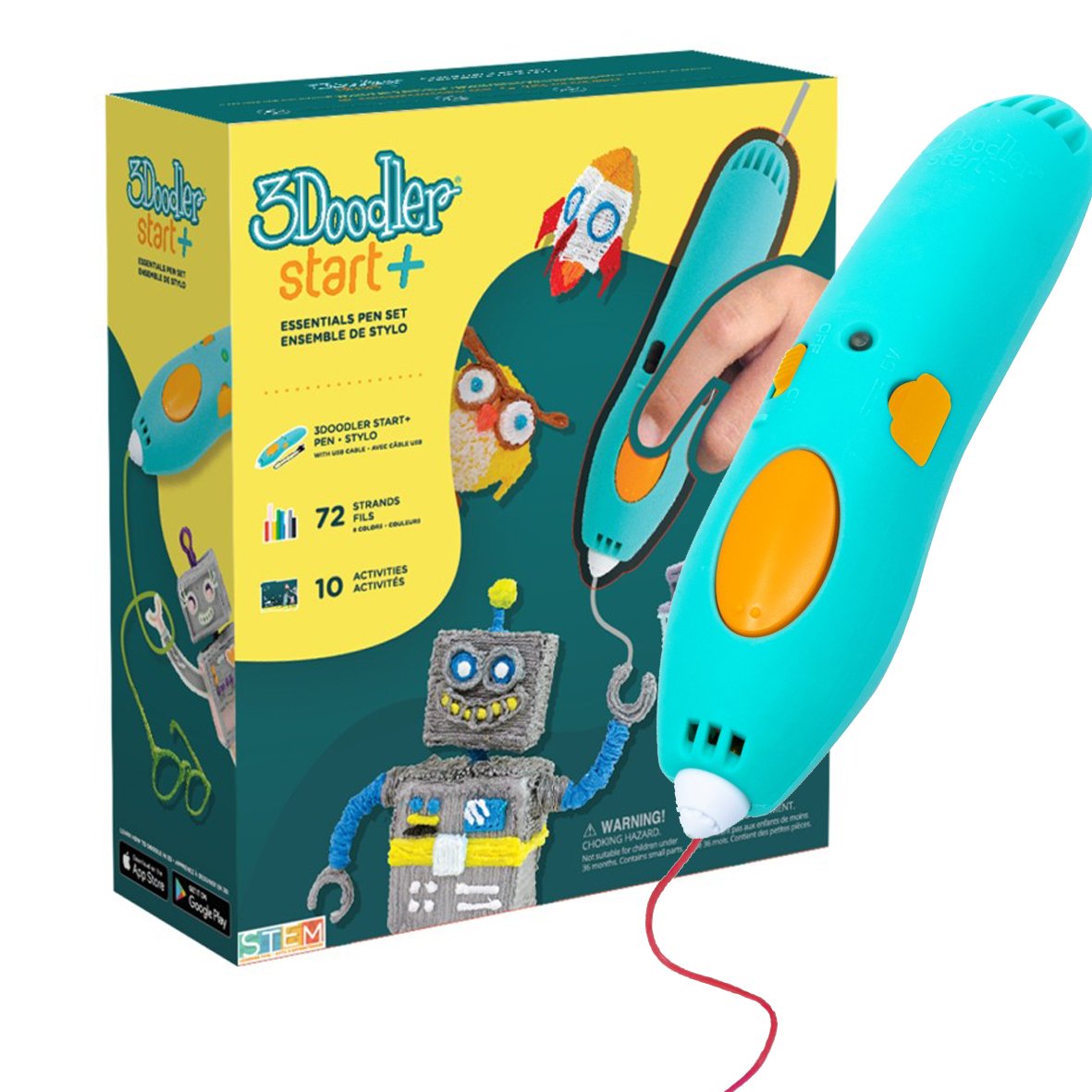 3doodler Start Plus Bolígrafo De Impresión 3d Para Niños A Partir De 6 Años, 2 Juegos De Eco-Cartuchos, Splus