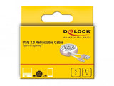 Delock Usb Aufrollcable Typ-A Zu Lightning Weiss   Rosé