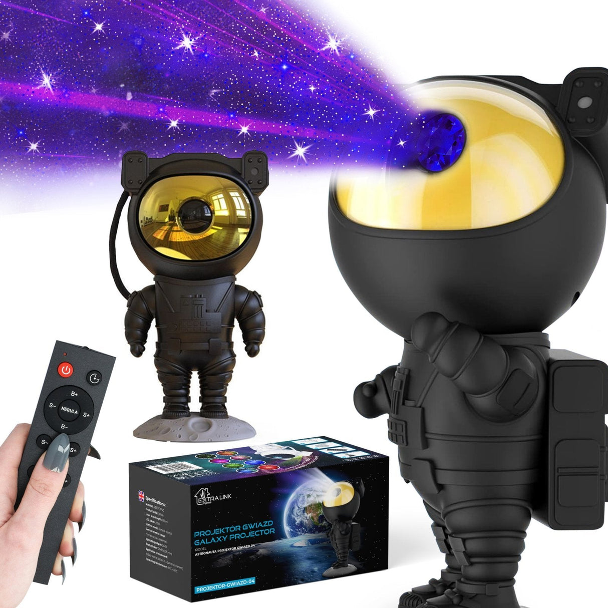 Extralink Home Astronauta Black Projektor Gwiazd 04