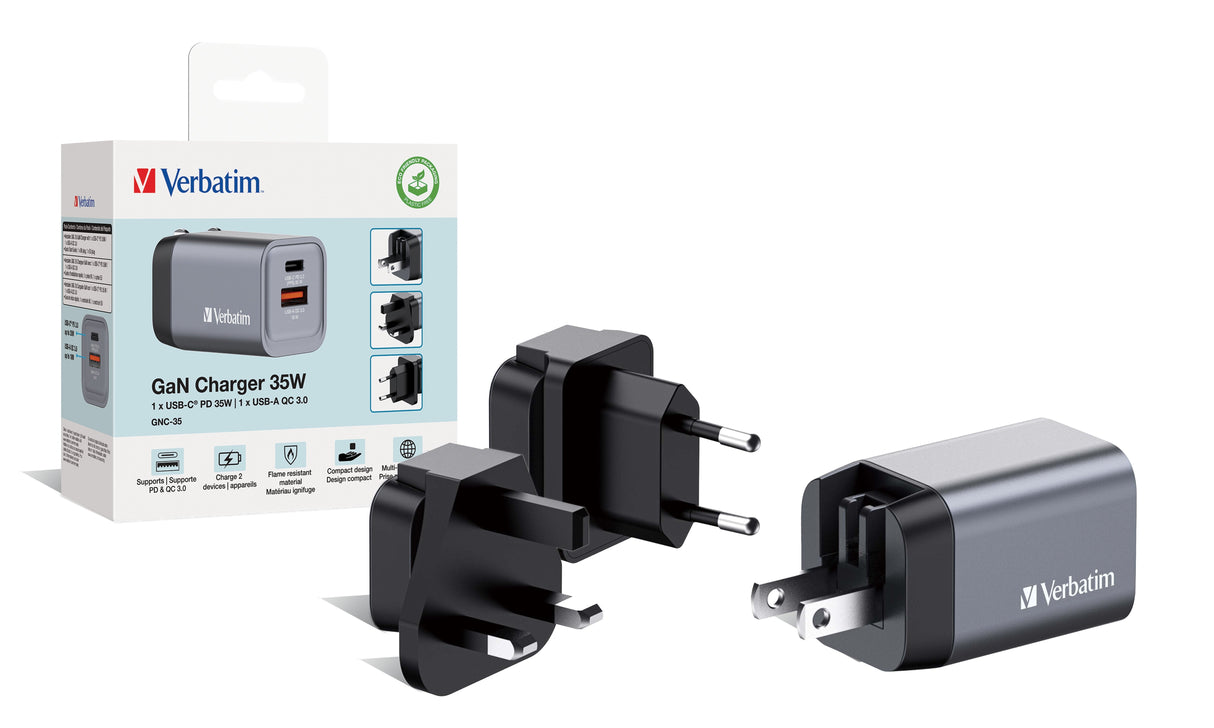 Cargador De Pared Universal Verbatim Gnc-35 1xusb Tipo-C 1xusb 35w