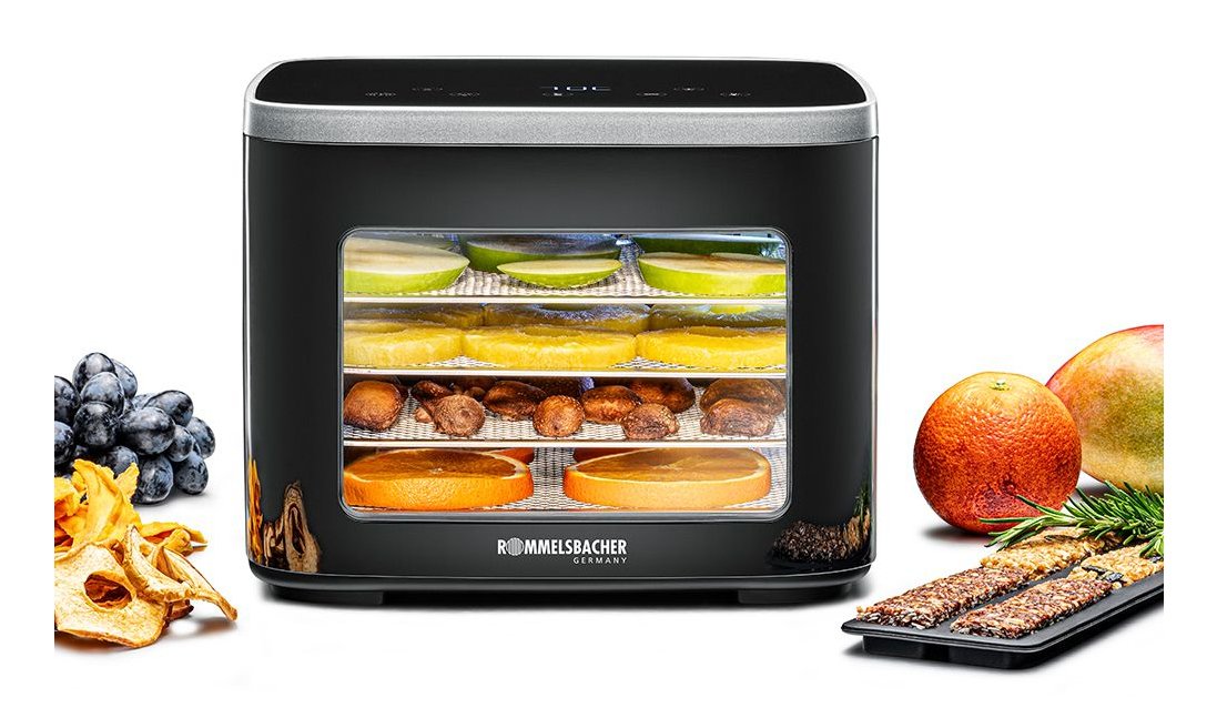 Rommelsbacher Mini Dörrautomat Da 450 (Edelstahl/Negro, 450 Watt, Dörrfläche 23,5cm X 18cm Pro Ebene) Da 450