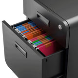 Mobile File Cabinet, 2-Drawer, W Lock, Negro