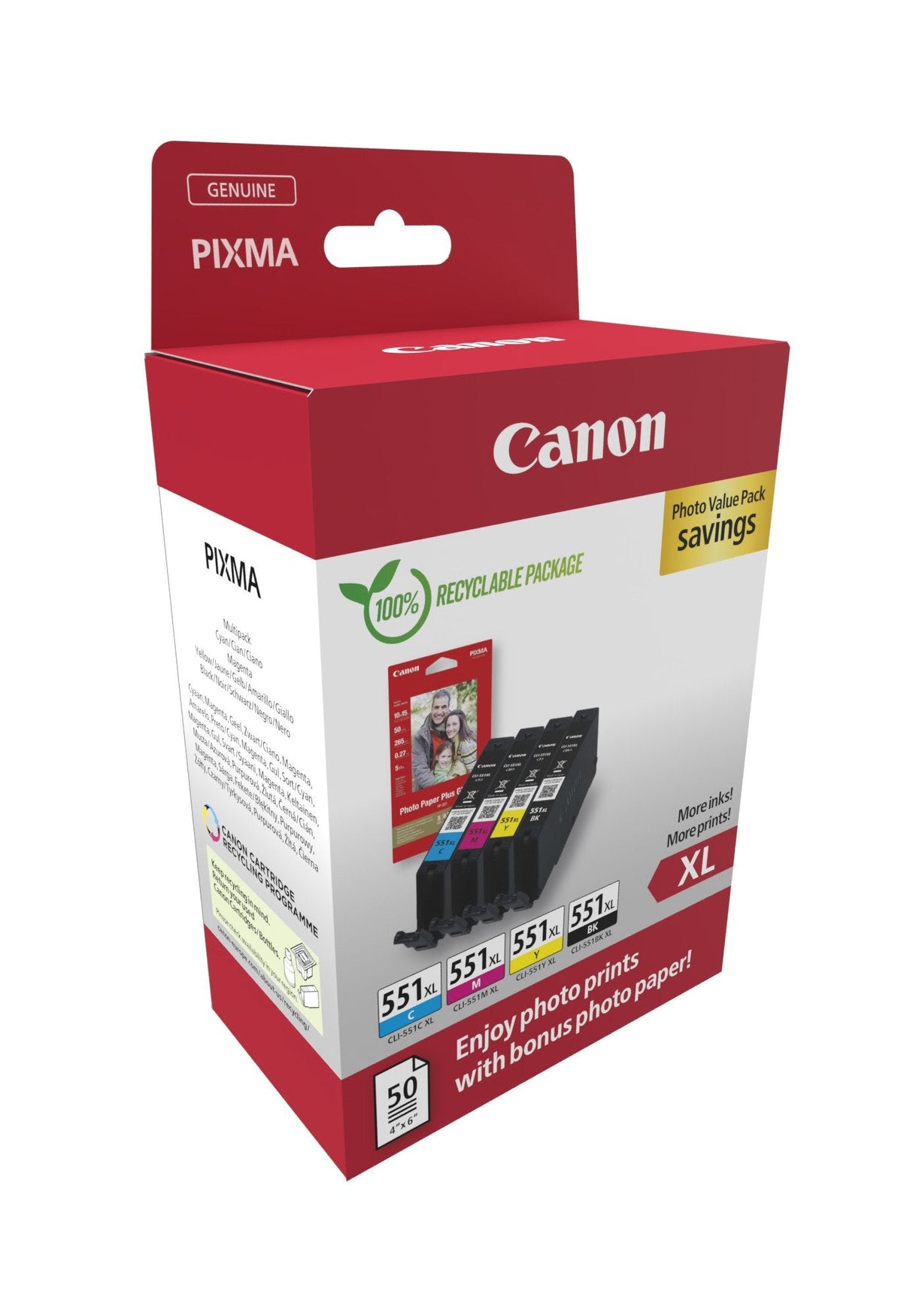 Canon 6443b008 Cartucho De Tinta 4 Pieza[S] Original Alto Rendimiento [Xl] Negro, Cian, Magenta, Amarillo