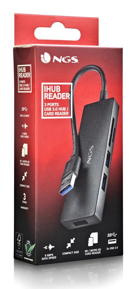 EAN 8435430626049 - NGS IHUB READER USB 3.2 Gen 1 (3.1 Gen 1) Type-A 5000 Mbit/s Negro imagen 7