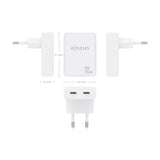 Aisens Cargador De Pared Gan Ultra Delgado 30w, 2xusb-C Pd3.0 Qc4.0, Blanco