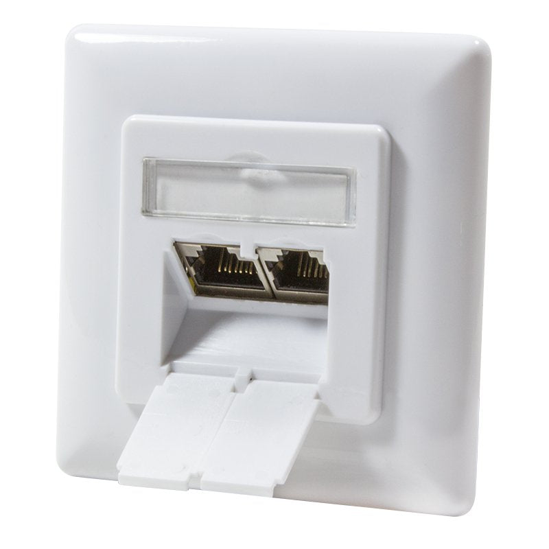 Logilink Np0123 Enchufe Cat.6a, 2x Rj45, Blanco, Horizontal