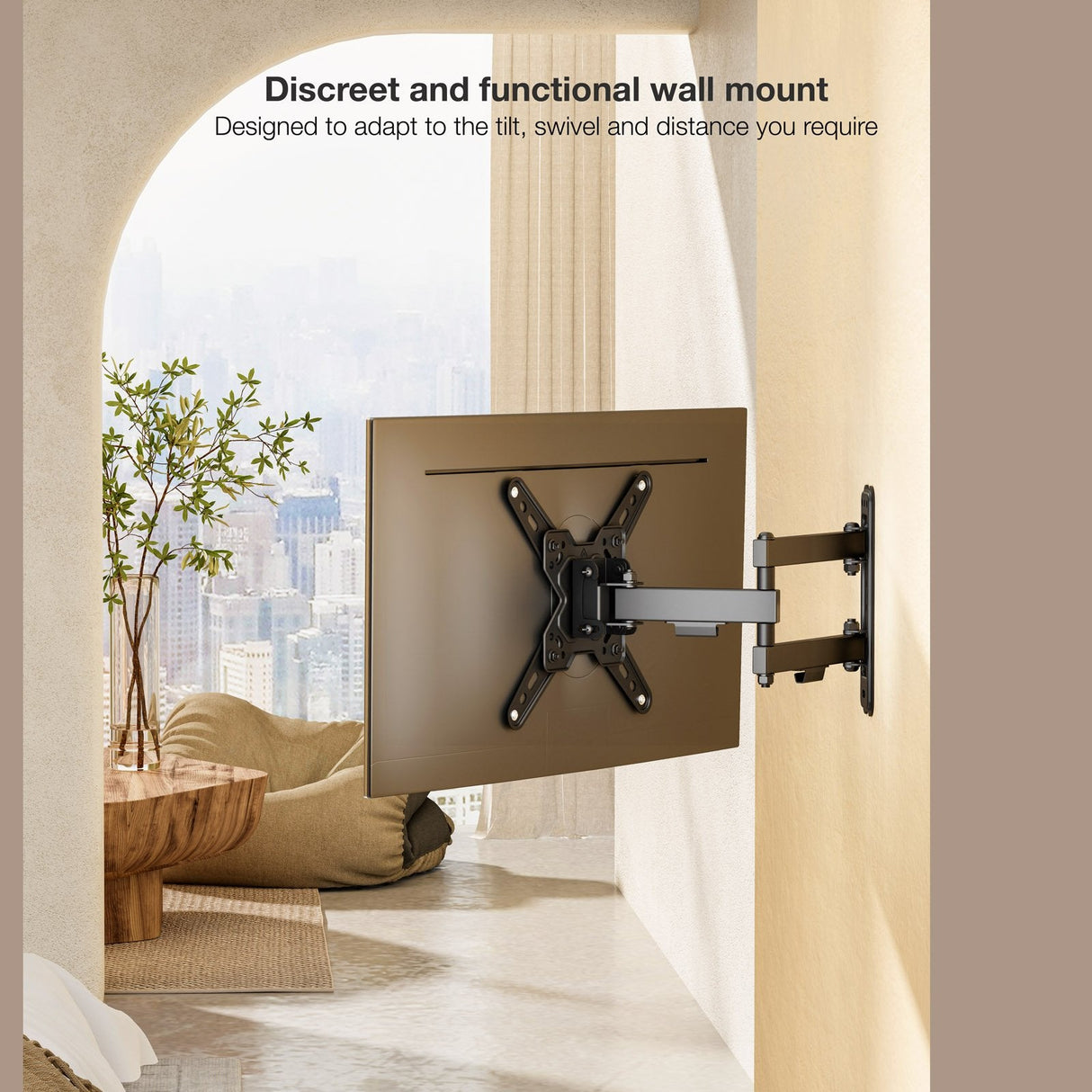 Soporte Pared Pantallas 13-43" Gira/Incli Negro
