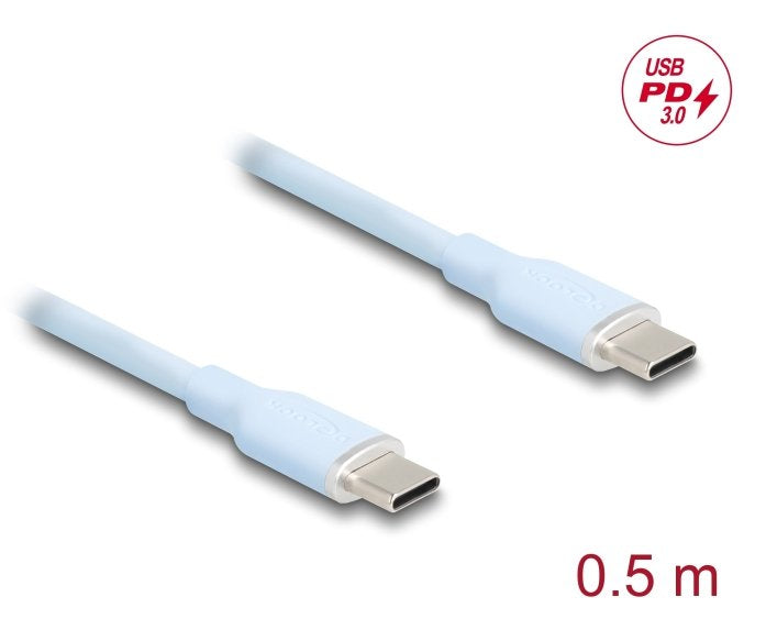 Delock 81233 Cable Usb 2.0 Usb Type-C Macho A Macho Pd 3.0 60 W 0,5 M Azul Silicona