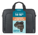 Mobilis Theone Briefcase Toploading 14-16"+65w Laptopcharger