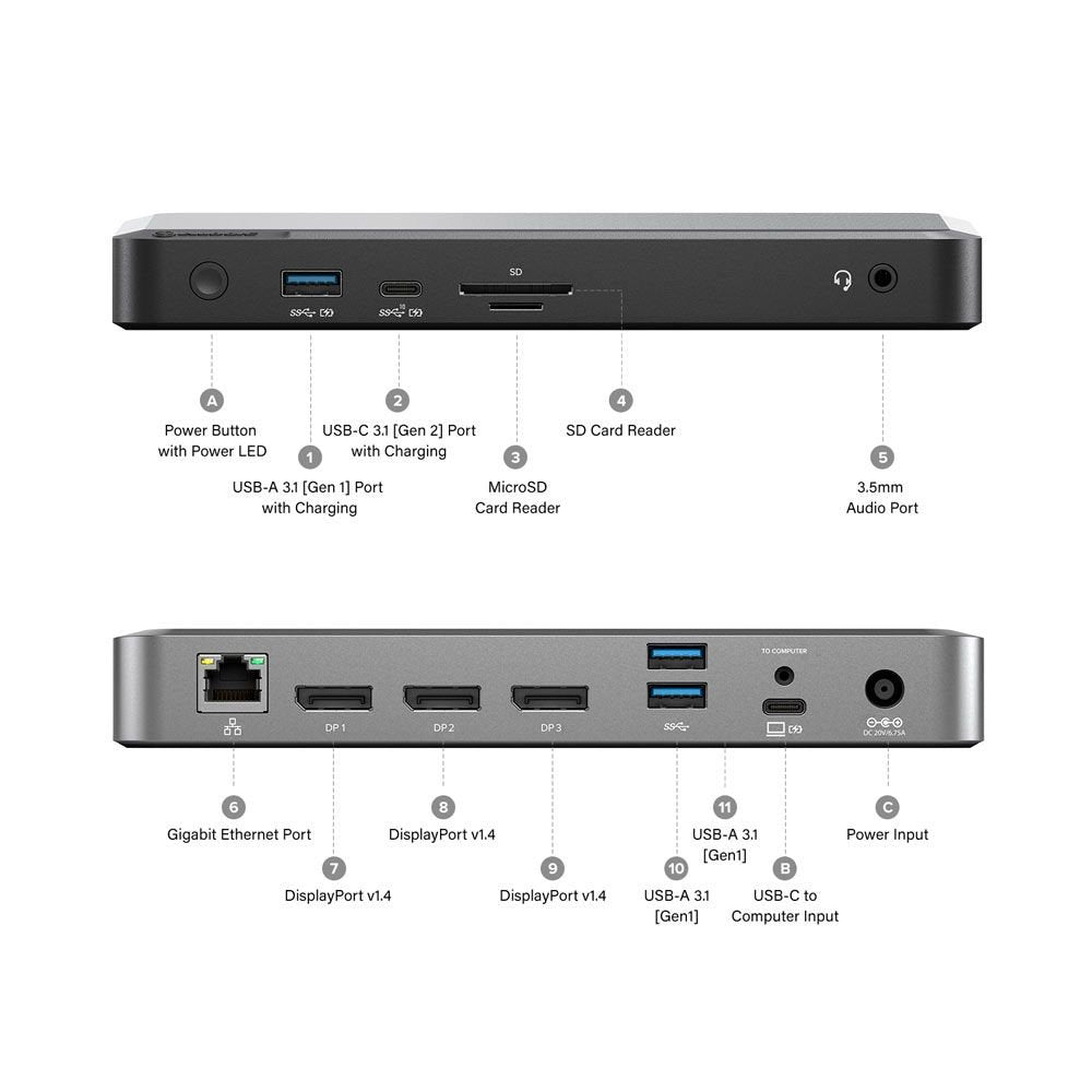 EAN 9350784023827 - ALOGIC DX3 Alámbrico USB 3.2 Gen 1 (3.1 Gen 1) Type-C Negro, Gris imagen 8