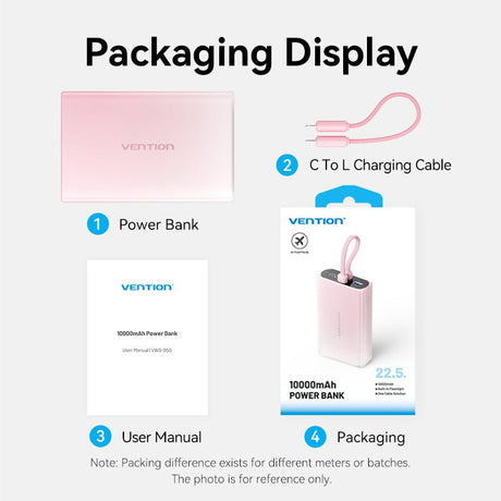 EAN 6922794789838 - Vention FHZP0 batería externa 10000 mAh Rosa imagen 4