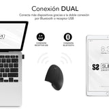 Raton Subblim Glide Vertical Ergo Dual Vertical Bluetooth, Usb 2.4ghz 4000dpi - 5 Botones - Uso Diestro - Negro