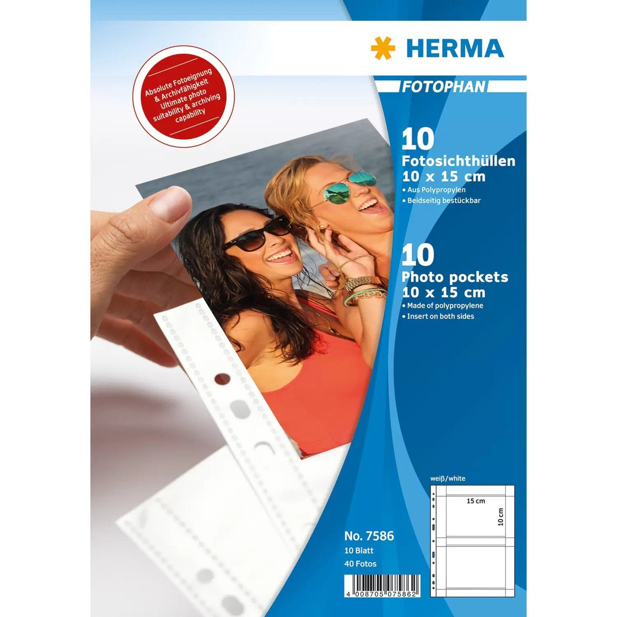 Herma Fotophan 10x15 White 10 Sheets                   7586 Fundas Para Archivar