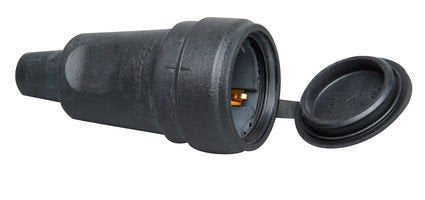 Base Aerea 2p+T Goma Con Tapa, 16a 230v, Negra. Kopp