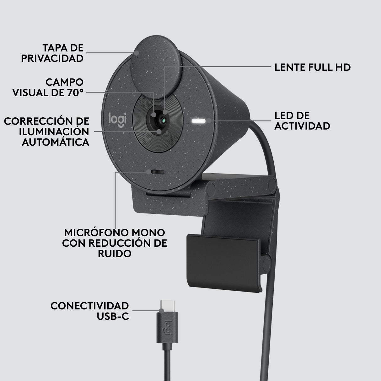 Logitech Brio 300 Cámara Web 2 Mp 1920 X 1080 Pixeles Usb-C Grafito