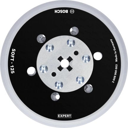 Almohadilla De Soporte Universal Multiagujero Bosch Expert, Blanda, Ø125 Mm, M8+5/16", Plato Lijador (Negro, Para Lijadoras Excéntricas)