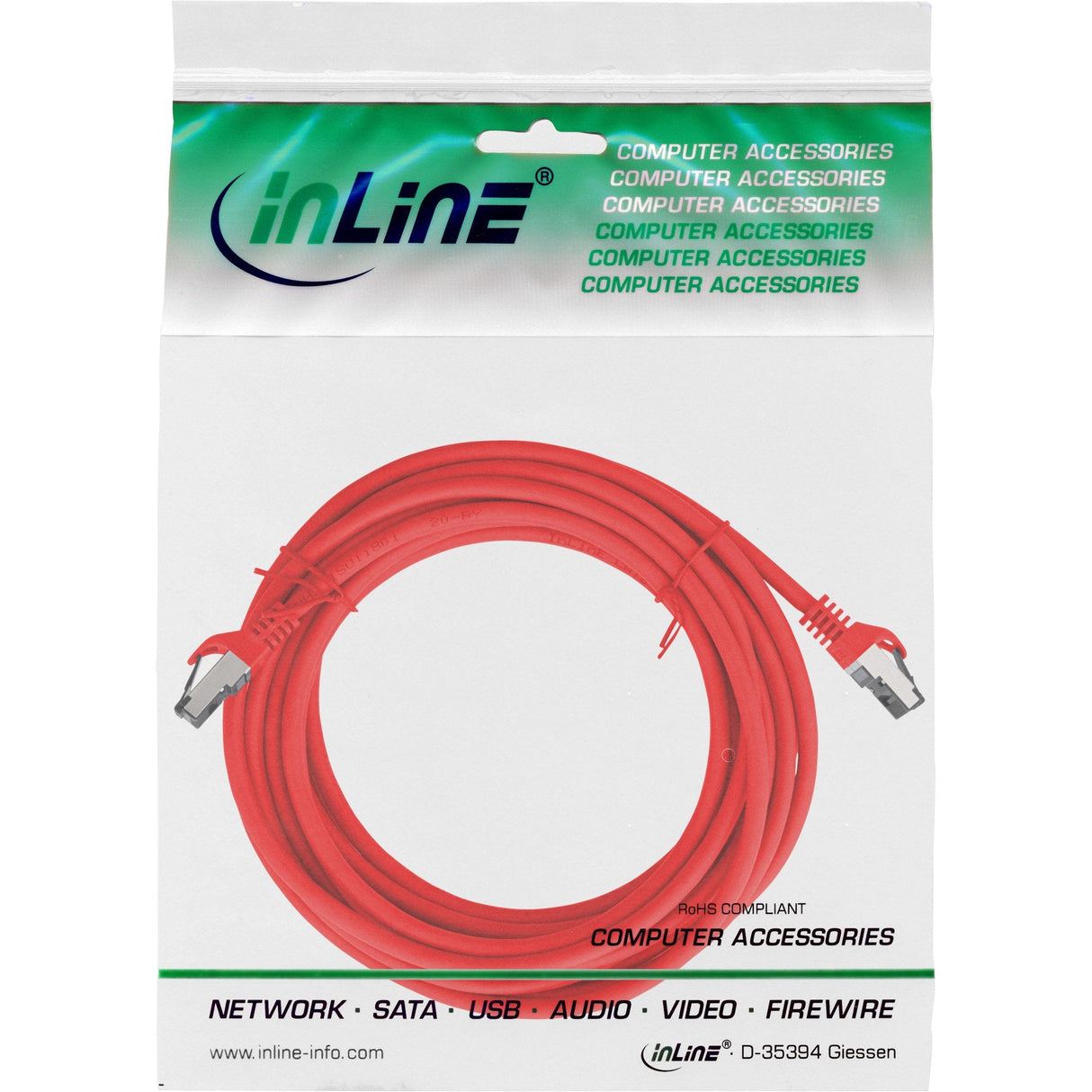 Cable De Red Inline S/Ftp Pimf Cat.8.1 Libre De Halógenos 2000mhz Rojo 15m
