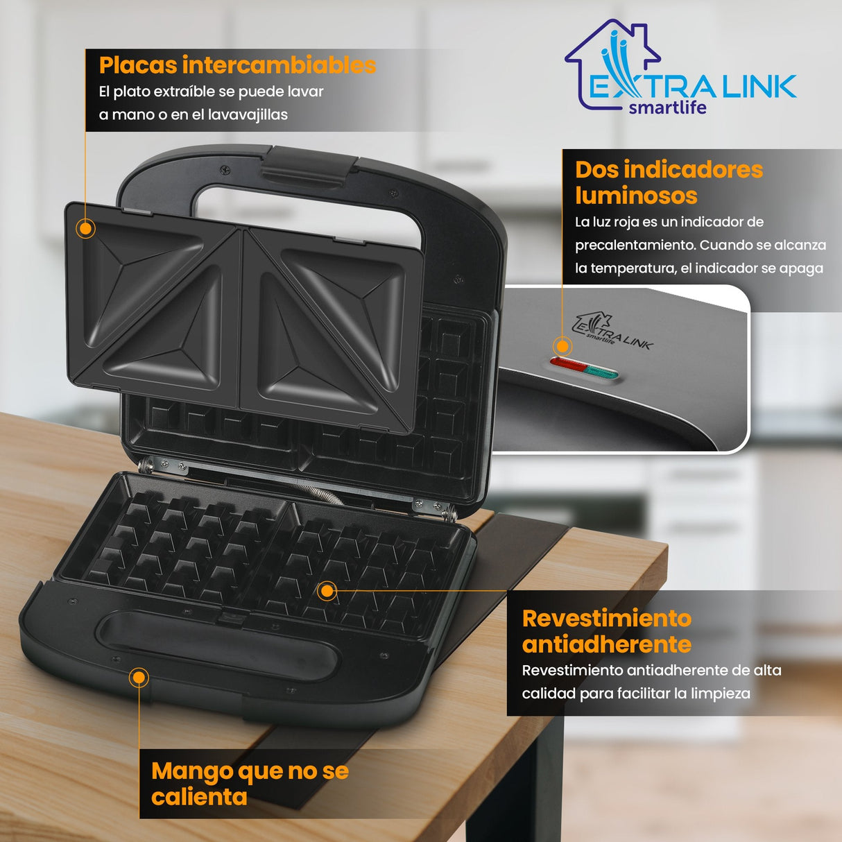 Extralink Smart Life Grill Sandwich & Waffle Maker Sj-37a