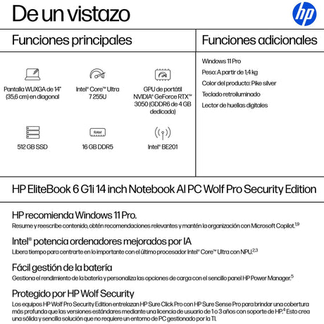EAN 0199251416033 - HP EliteBook 6 G1i 14 inch Notebook AI PC Wolf Pro Security Edition Intel Core Ultra 7 255U Portátil 35,6 imagen 4