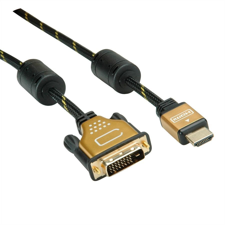 Roline Gold Monitorcable Dvi (24+1) - Hdmi, St St, 1,5 M