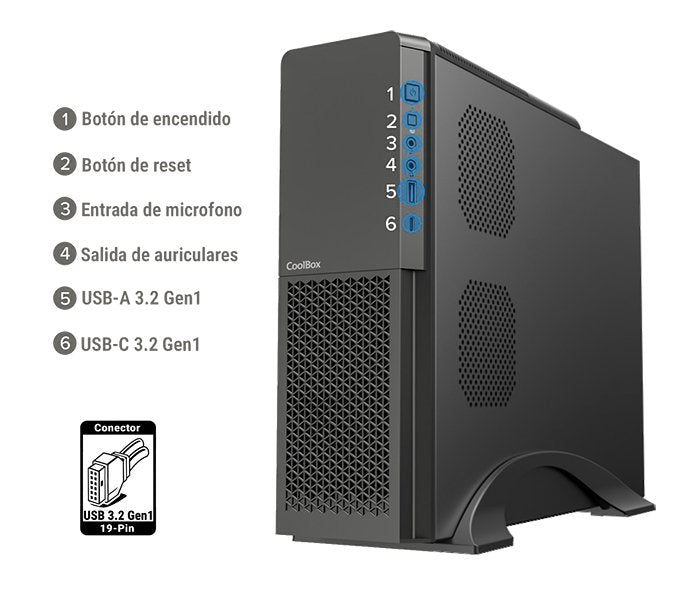 EAN 8436624420634 - CoolBox PC micro ATX T313 Slim Perfil bajo (Slimline) Negro imagen 9