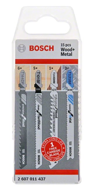 Juego De Hojas De Sierra De Calar Bosch Madera Y Metal, Paquete De 15