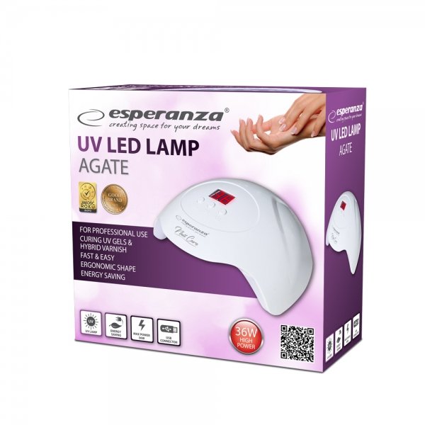 Lámpara De Uñas Led Esperanza Uv Agate 36w Ebn010