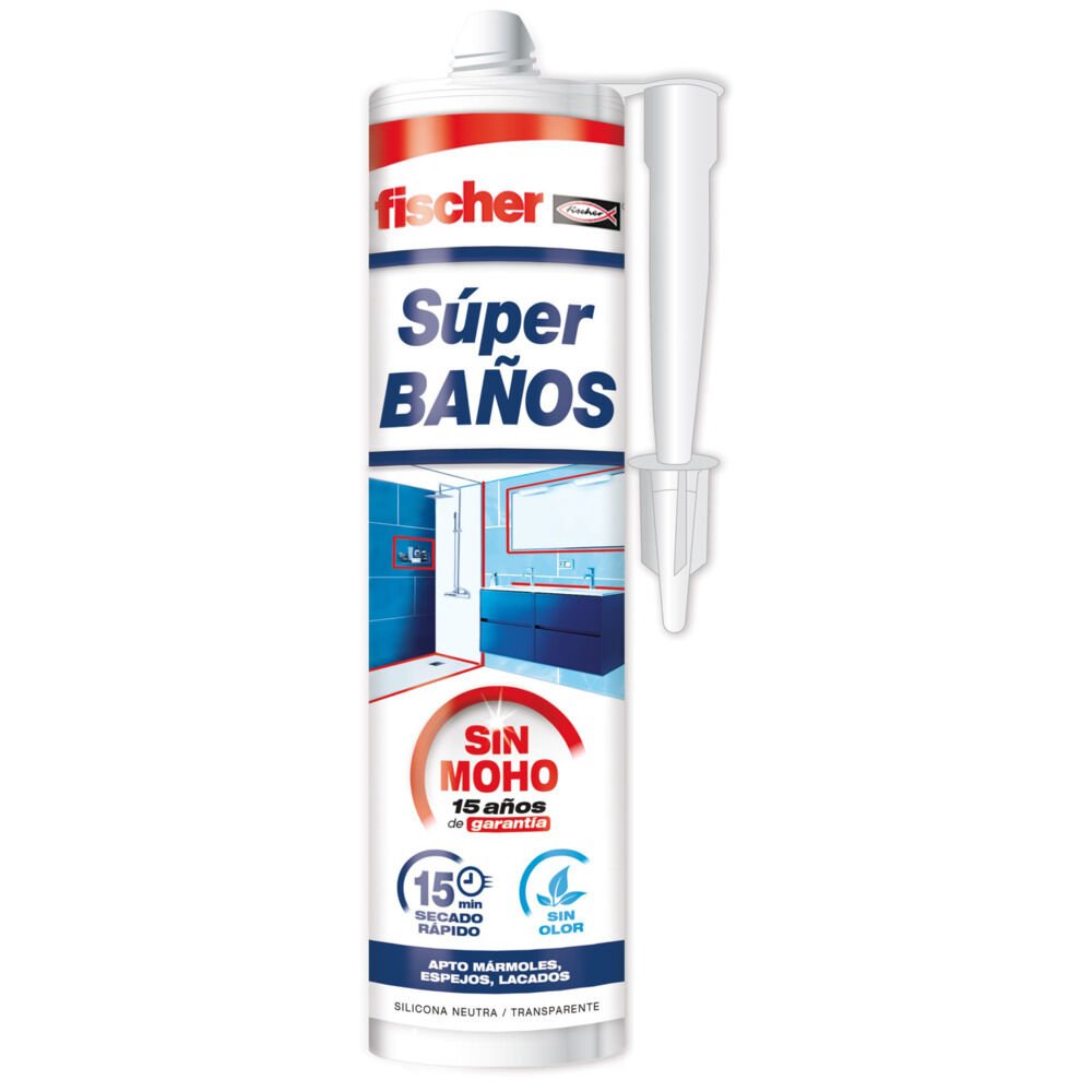 Super Baños Silicona Translúcida Antimoho Sin Olor 280ml 563065 Fischer