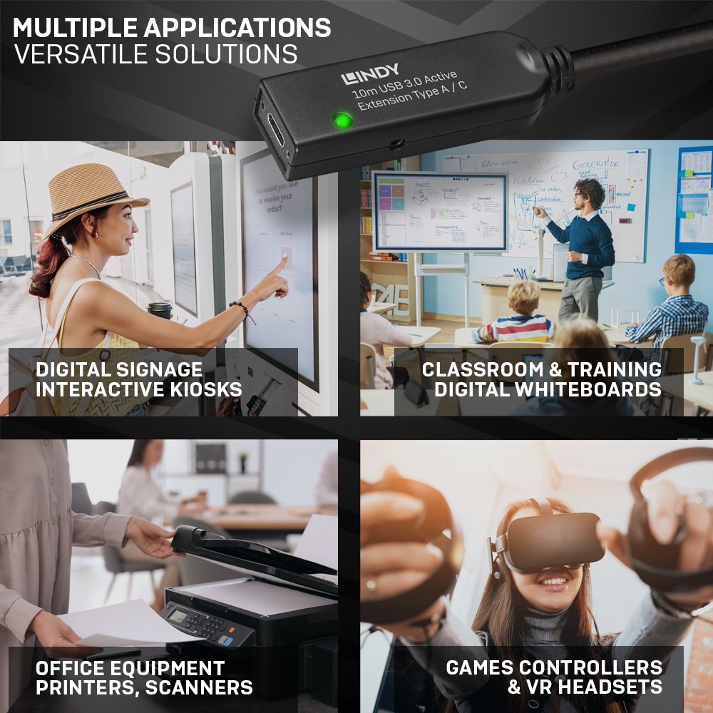 Lindy 43376 Cable Usb 10 M Usb 3.2 Gen 1 (3.1 Gen 1) Usb A Usb C Negro