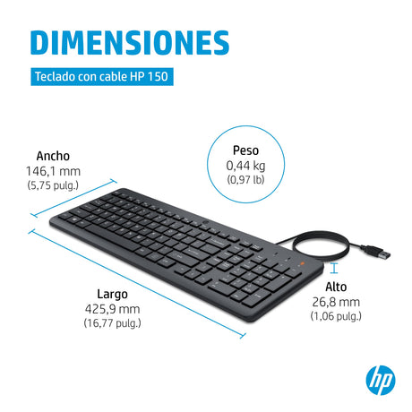 EAN 196548244201 - HP 150 USB-A Wired Keyboard teclado Universal Negro imagen 5