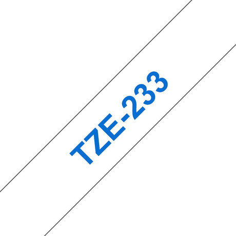 EAN 4977766685276 - Brother TZE-233 cinta para impresora de etiquetas Azul sobre blanco imagen 1