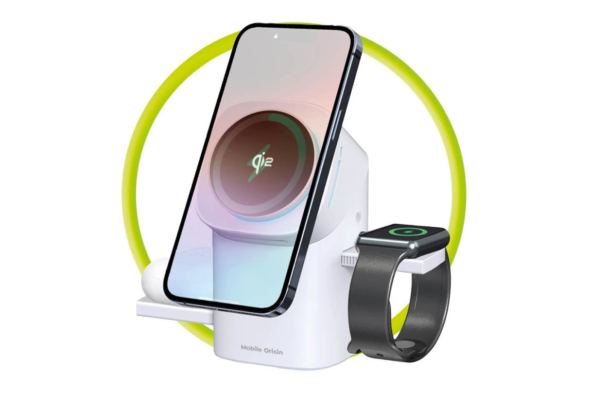 Mobile Origin 3in1 Wireless Qi2 Charging Station Pw11 White