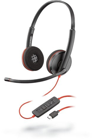 Poly Blackwire C3220 Auriculares Alámbrico Diadema Llamadas/Música Usb Tipo C Negro, Rojo