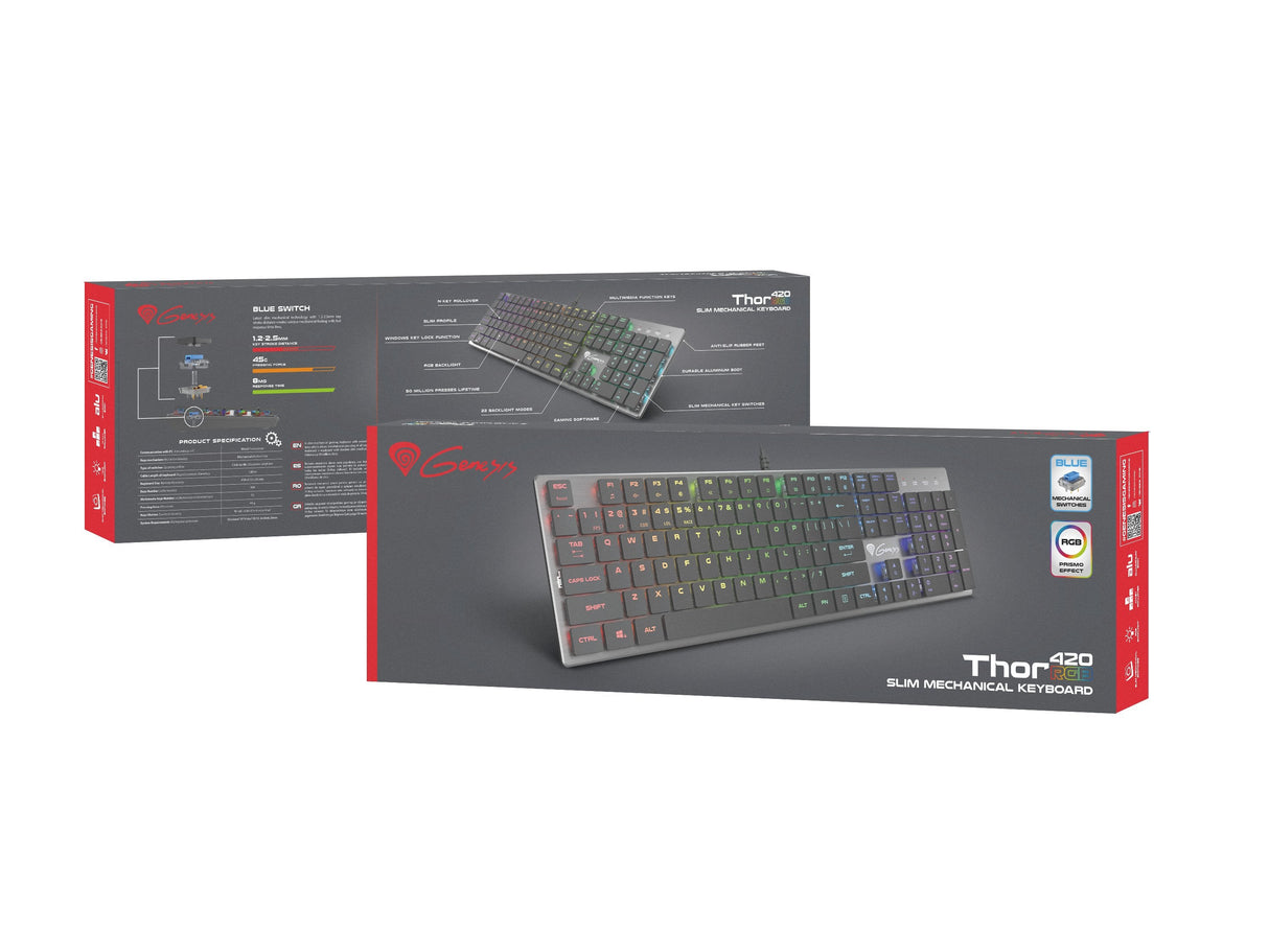 Natec Genesis Teclado (Ingles) Gaming Mecánico Thor 420 Rgb Ee. Uu.