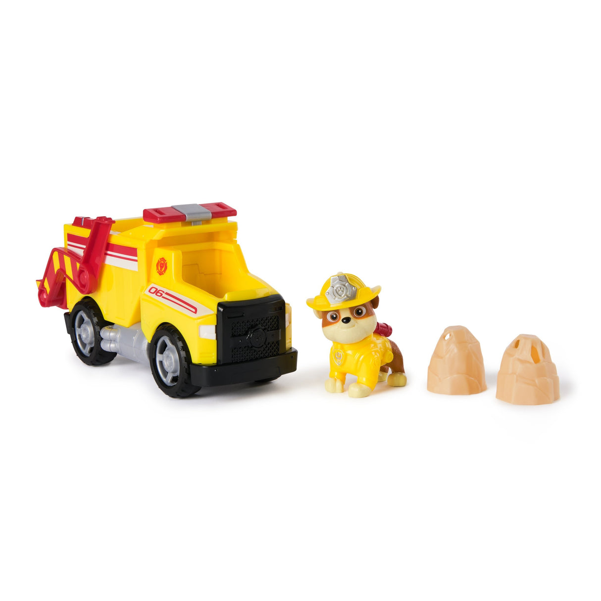 Spinmaster Paw Patrol Fire Rescue - Rubbles Rettungs-Truck (Mit Schaufel Und Geschossen Sowie Rubble Hundefigur) 6072662