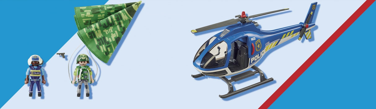 Playmobil - 70569 - Policía Helicóptero Y Paracaidista De La Policía