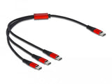 Cable Delock 86712  De Carga Usb 3 En 1 Usb Type-C A 3 X Usb Type-C 30 Cm Noir / Rouge