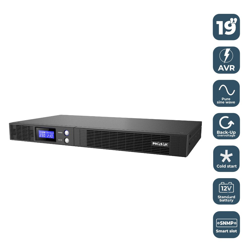 Sai Línea Interactiva Phasak Protekt Slim Rack 1500va-900w 4 Salidas Formato Rack