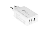 Usb-Schnell Cargador 65w Mit Gan-Technologie 3-Port 2xusb-C Usb-A Pd3,0 Qc3,0 Goodconnections Blanco