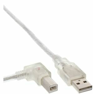 Inline Usb 2.0 Cable Acodado Tipo A Macho A B Macho Transparente 5m