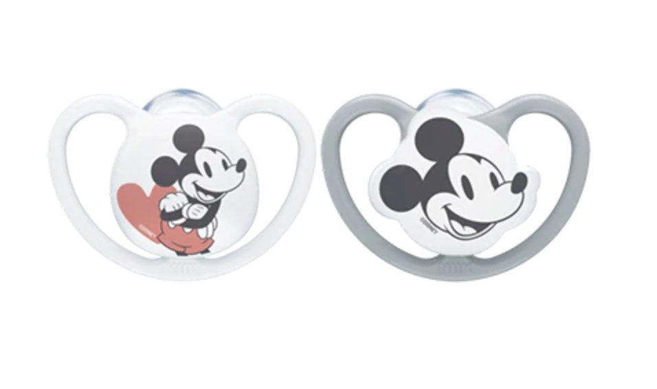 Nuk Disney Mickey Mouse Chupete Clásico Para Bebés Ortodóntico Silicona Gris, Blanco