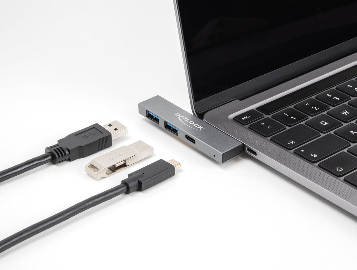 Delock 3 Port Slim Usb Hub Con Usb Tipo-C A 1 X Usb 5 Gbps Usb Tipo-C